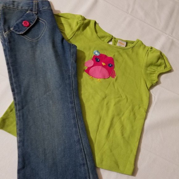 Gymboree Outlet 4T Smart and Sweet Jeans Shirt Outfit NWT - Picture 4 of 4